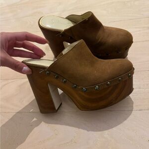 Brown Platform Mules